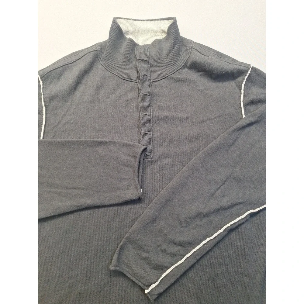 Carbon 2 Cobalt Sweater Mens XL Black‎ Cotton Cashmere 1/4 Button Casual Preppy
